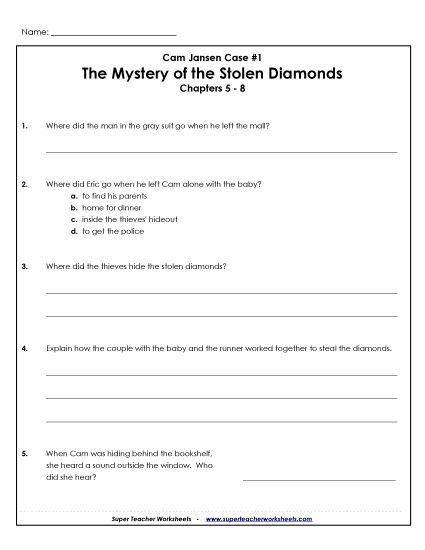 Chapters 5-8 - Questions for Chapters 5-8 (Printable PDF Worksheet)
