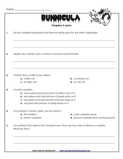 Chapters 5 & 6 - Questions for Chapters 5 & 6 (Printable PDF Worksheet)