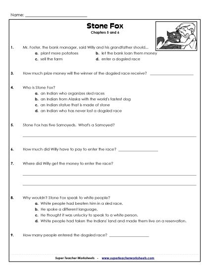 Chapters 5 & 6 - Questions for Chapters 5 & 6 (Printable PDF Worksheet)
