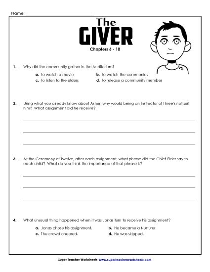 Chapters 6-10 - Questions for Chapters 6-10 (Printable PDF Worksheet)