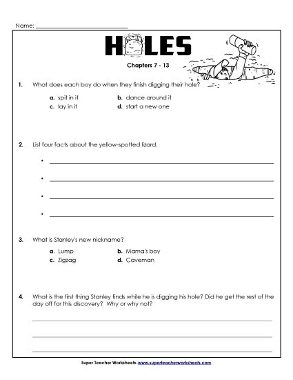 Chapters 7-13 - Questions for Chapters 7-13 (Printable PDF Worksheet)