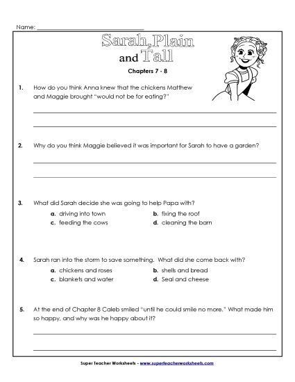 Chapters 7-8 - Questions for Chapters 7-8 (Printable PDF Worksheet)