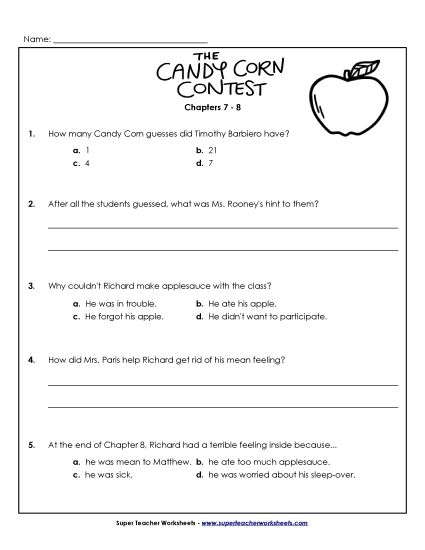 Chapters 7 - 8 - Questions for Chapters 7-8 (Printable PDF Worksheet)