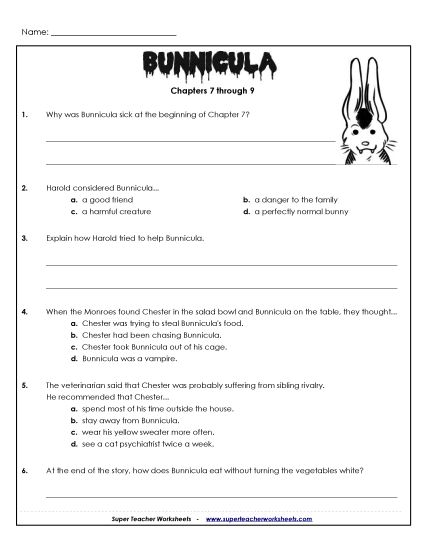Chapters 7 - 9 - Questions for Chapters 7 - 9 (Printable PDF Worksheet)