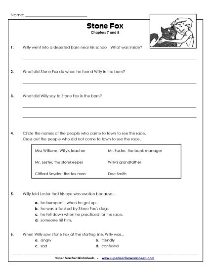 Chapters 7 & 8 - Questions for Chapters 7 & 8 (Printable PDF Worksheet)