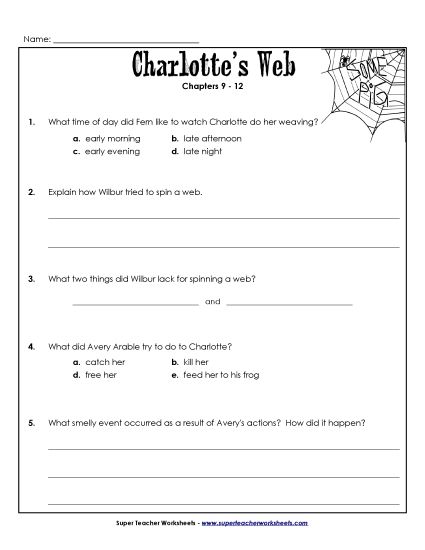 Chapters 9 - 12 - Questions for Chapters 9-12 (Printable PDF Worksheet)