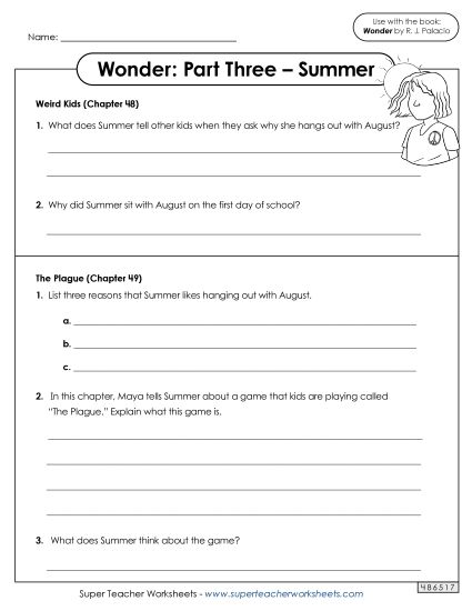 Part 3 - Summer - Questions for Part 3  (Printable PDF Worksheet)