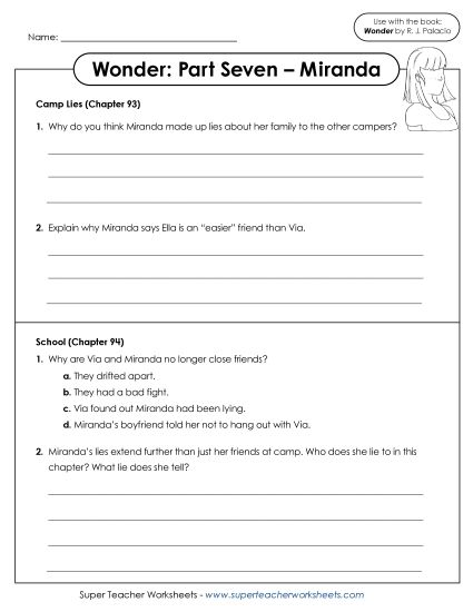Part 7 - Miranda - Questions for Part 7  (Printable PDF Worksheet)