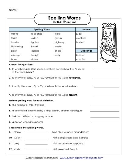 Worksheets - Questions Worksheet (D-7) (Printable PDF Worksheet)