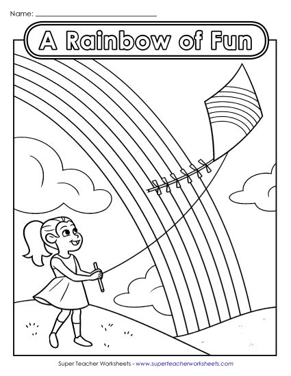 Advanced Pictures (For Older Students) - Rainbow of Fun (Kite) (Printable PDF Worksheet)