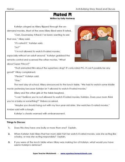 Read & Discuss Stories - Rated R (Printable PDF Worksheet)