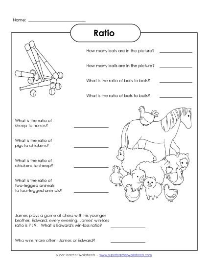Basic Ratio Worksheets - Ratio Questions (Printable PDF Worksheet)