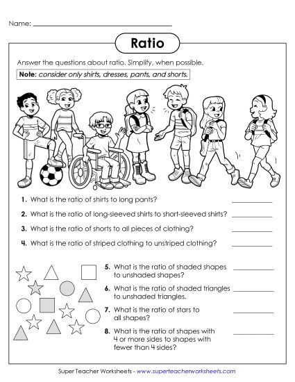 Intermediate Ratio Worksheets - Ratios with Pictures (Printable PDF Worksheet)