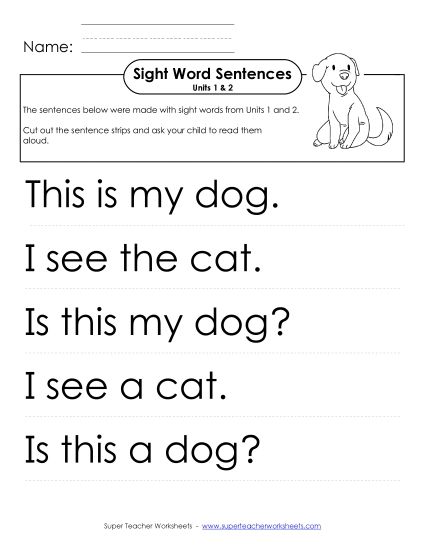 Worksheets - Read Sentences (Units 1 & 2) (Printable PDF Worksheet)