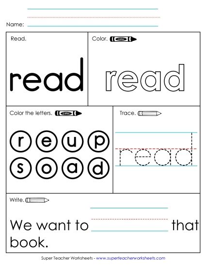 Individual Sight Words - Read (Sight Word) (Printable PDF Worksheet)