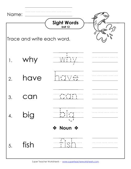 Worksheets - Read, Trace, Write (Unit 12) (Printable PDF Worksheet)