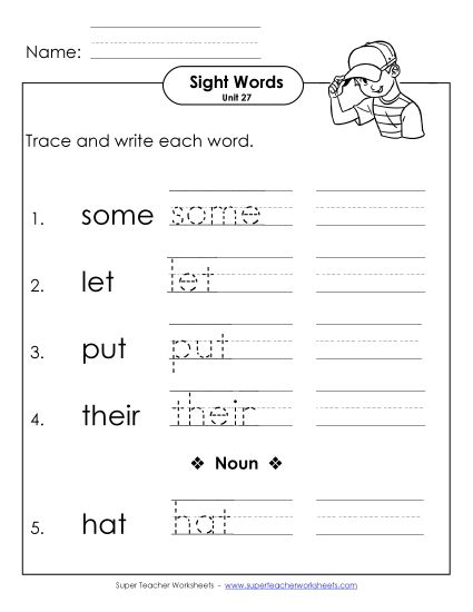 Worksheets - Read, Trace, Write (Unit 27) (Printable PDF Worksheet)