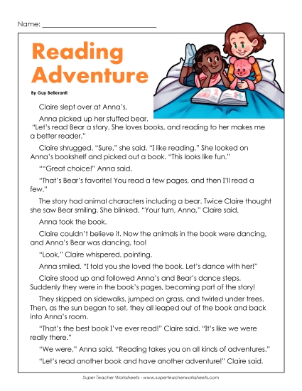 Fiction - Reading Adventure  (Printable PDF Worksheet)