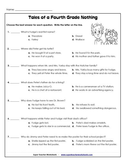 Whole Book - Reading Comprehension Questions (Whole Book) (Printable PDF Worksheet)