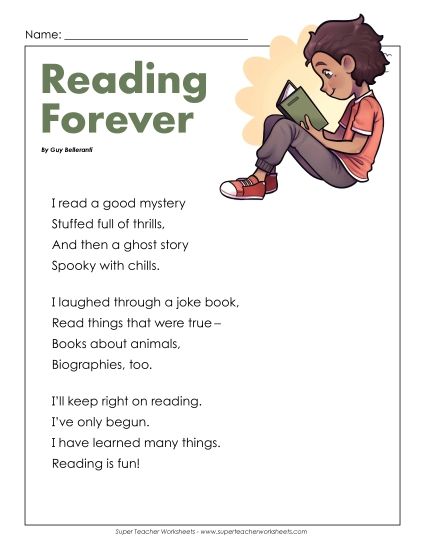 2nd Grade Poems - Reading Forever (Printable PDF Worksheet)