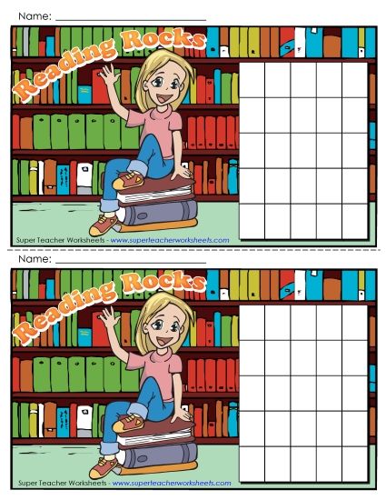 Reading Charts - Reading Rocks Chart (Girl) (Printable PDF Worksheet)