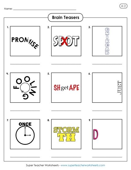 Rebus Puzzles - Rebus Puzzle Activity A-2 (Printable PDF Worksheet)