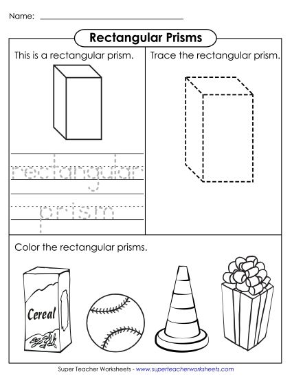 Individual Shapes - Rectangular Prism: Trace & Color (Printable PDF Worksheet)