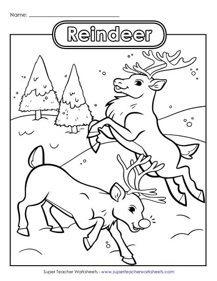 Advanced Pictures (For Older Kids) - Reindeer Playing (Printable PDF Worksheet)