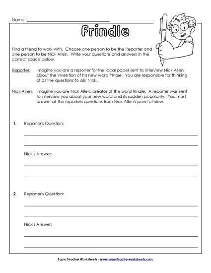 Chapters 6 - 10 - Reporter Interview (Printable PDF Worksheet)