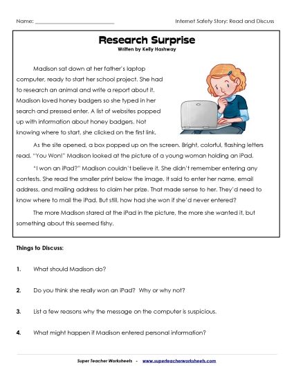 Read & Discuss Stories - Research Surprise (Printable PDF Worksheet)