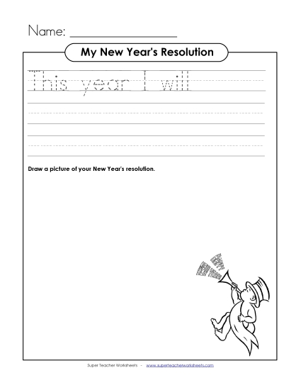 New Year Worksheets - Resolutions (Primary) (Printable PDF Worksheet)
