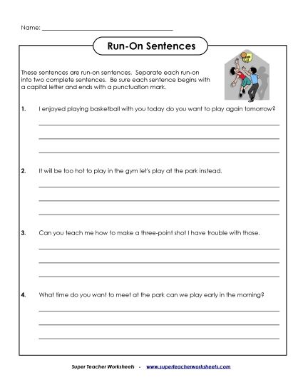 Rewrite the Run-Ons (Printable PDF Worksheet)