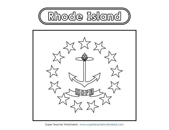 Flags & Seals - Rhode Island Flag Coloring Page (Printable PDF Worksheet)
