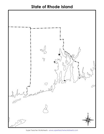 Maps - Rhode Island State Map (Blank Cities) (Printable PDF Worksheet)