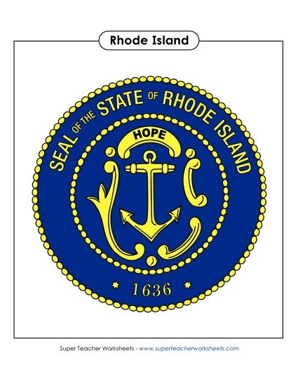 Flags & Seals - Rhode Island State Seal (Full-Color Version) (Printable PDF Worksheet)