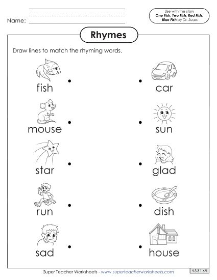 Worksheets - Rhyme Matching (Printable PDF Worksheet)