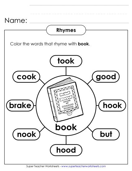 Worksheets - Rhymes with Book Activity (Printable PDF Worksheet)
