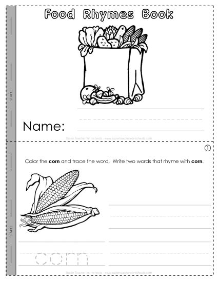 Rhyming Mini-Books (Basic) - Rhyming Mini-Book: 2 (Food) (Printable PDF Worksheet)