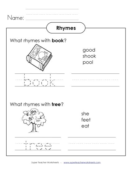 Rhyming Words (Basic) - Rhyming Words 2 (Printable PDF Worksheet)