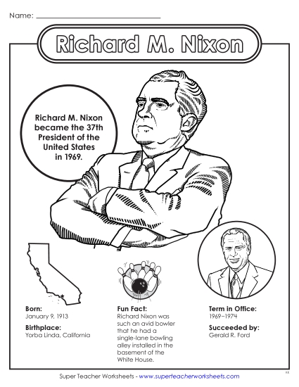 President Fact Sheets - Richard Nixon Fact Sheet (Printable PDF Worksheet)