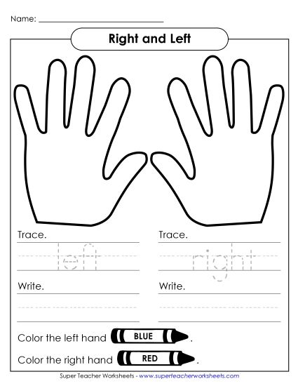 Hands - Right and Left Hands (Printable PDF Worksheet)