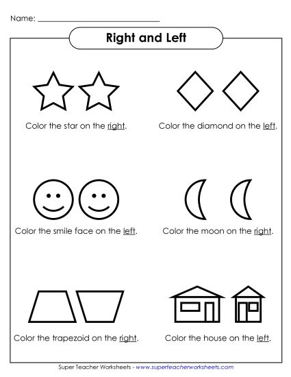 Right-Left Shapes - Right-Left Shapes (Printable PDF Worksheet)