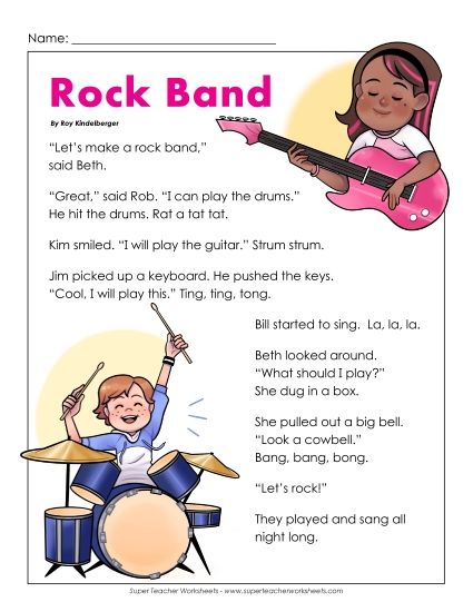 Rock Band (Printable PDF Worksheet)