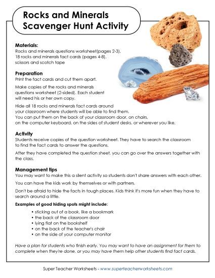 Rocks and Minerals Scavenger Hunt (Printable PDF Worksheet)