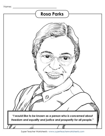 Coloring Pages - Rosa Parks - Coloring (Printable PDF Worksheet)