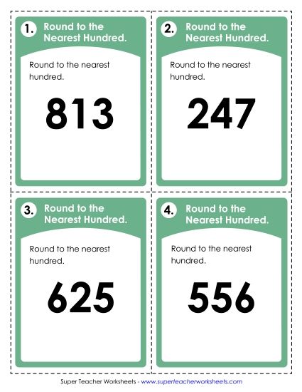 Rounding - Round to Nearest Hundred (3-Digit Numbers) (Printable PDF Worksheet)