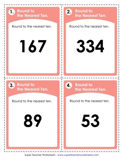 Rounding - Rounding to Nearest Ten (2 and 3-Digit Numbers) (Printable PDF Worksheet)