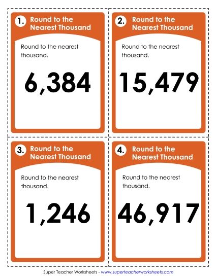 Rounding - Rounding To Nearest Thousand (Printable PDF Worksheet)