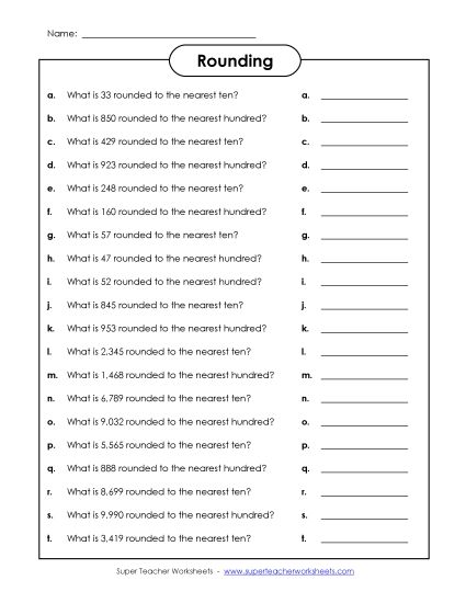 Nearest Tens & Hundreds Mixed - Rounding to the Nearest Tens & Hundreds (Printable PDF Worksheet)