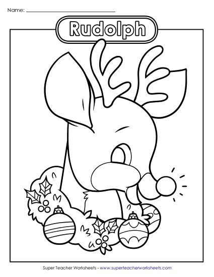 Basic Pictures (For Younger Kids) - Rudolph the Reindeer (Printable PDF Worksheet)